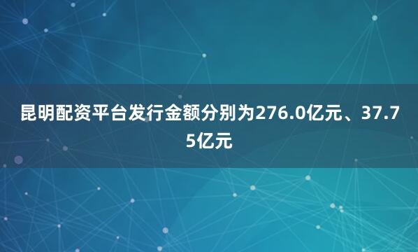 昆明配资平台发行金额分别为276.0亿元、37.75亿元