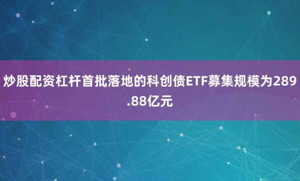 炒股配资杠杆首批落地的科创债ETF募集规模为289.88亿元